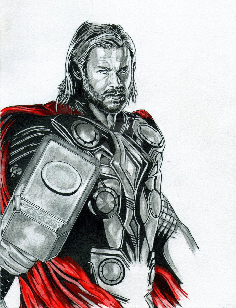 Thor Drawing Realistic Sketch