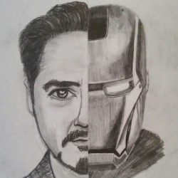 Tony Stark Drawing Intricate Artwork