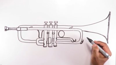 Trumpet, Music, Performance, Melody, Brass Drawing