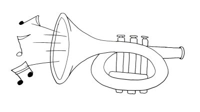 Trumpet, Performance, Melody, Brass, Music Drawing