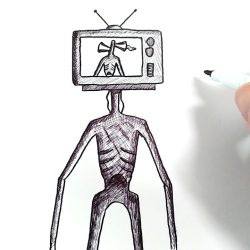 Tv Head Drawing Artistic Sketching