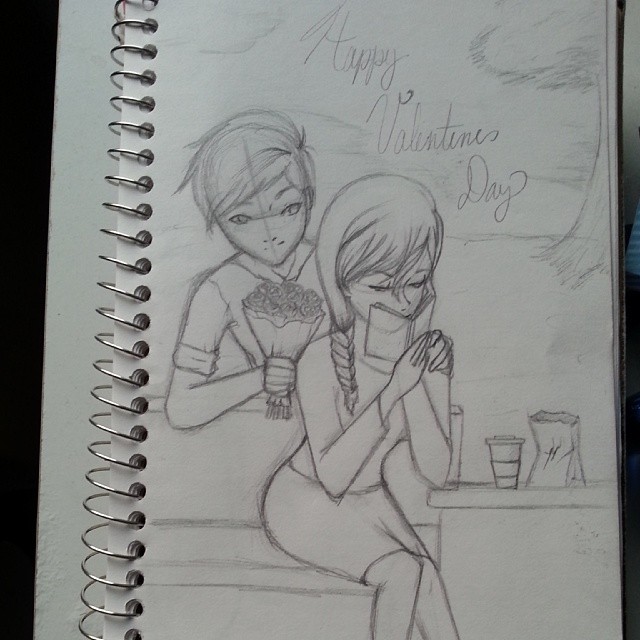 Valentines Day Drawing Detailed Sketch