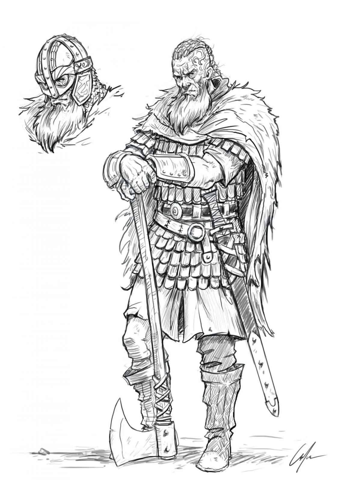 Vikings Drawing Realistic Sketch