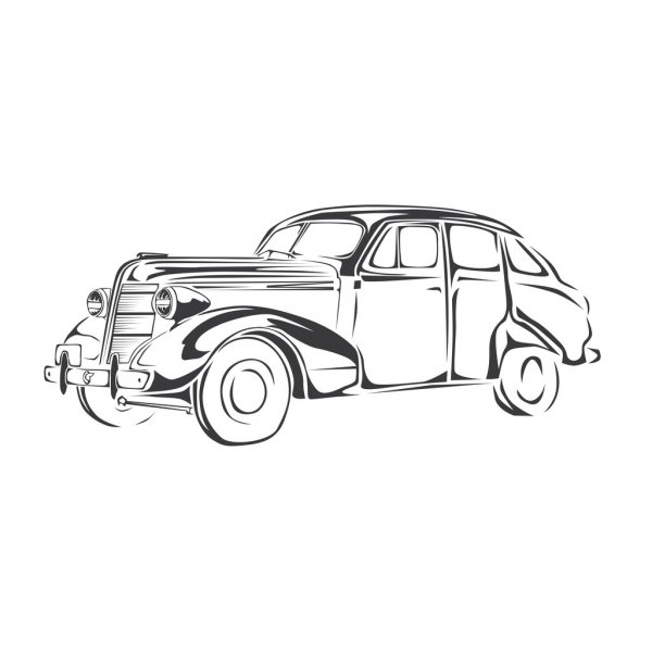 Vintage Car Drawing Art