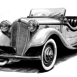 Vintage Car Drawing Artistic Sketching