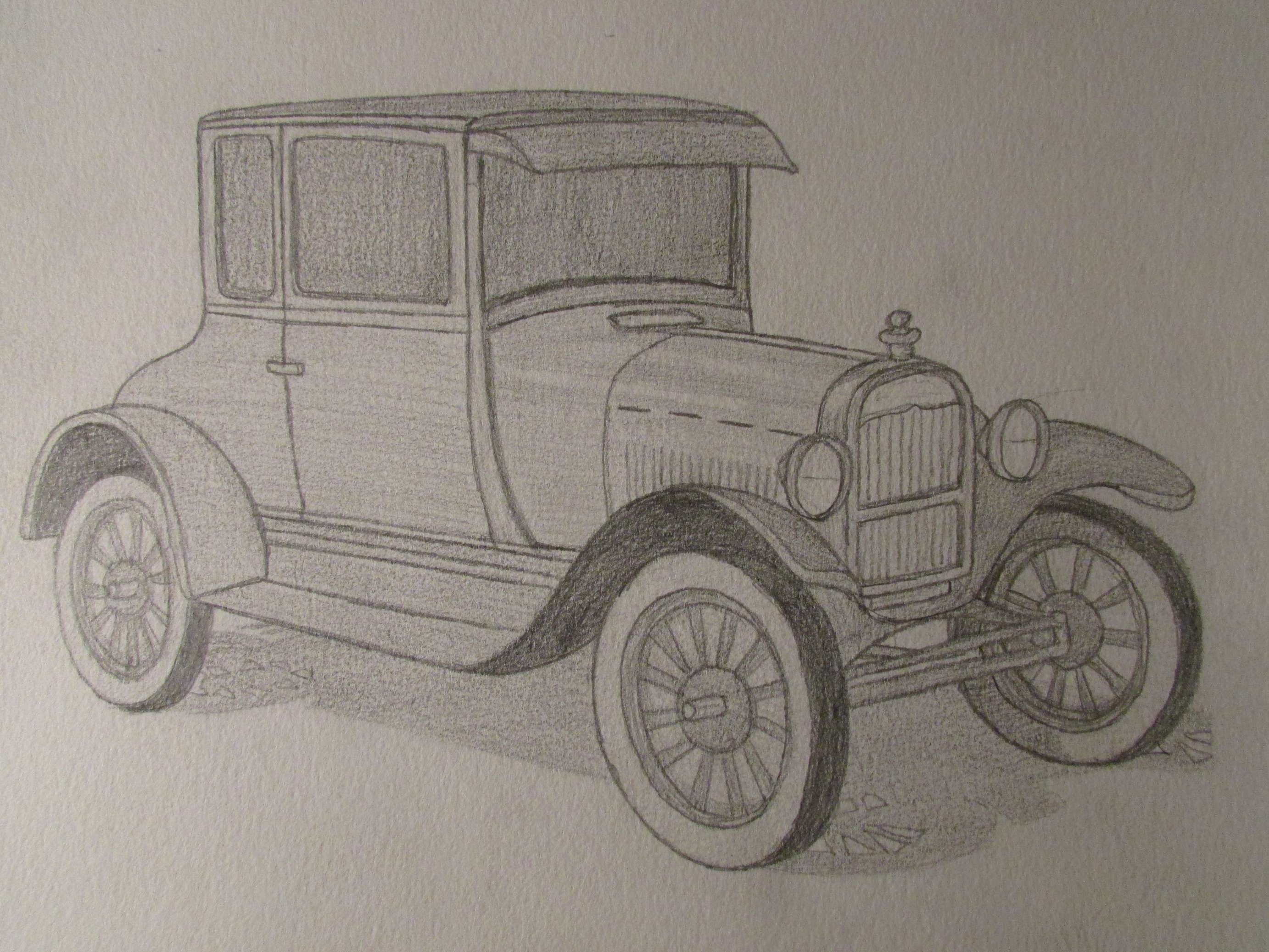 Vintage Car Drawing Creative Style