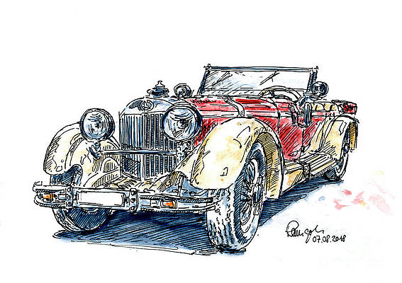 Vintage Car Drawing Fine Art