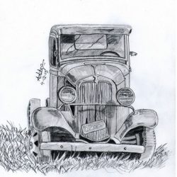 Vintage Car Drawing Intricate Artwork