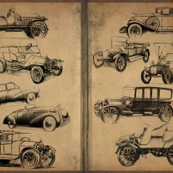 Vintage Car Drawing Modern Sketch