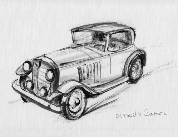 Vintage Car Drawing Photo