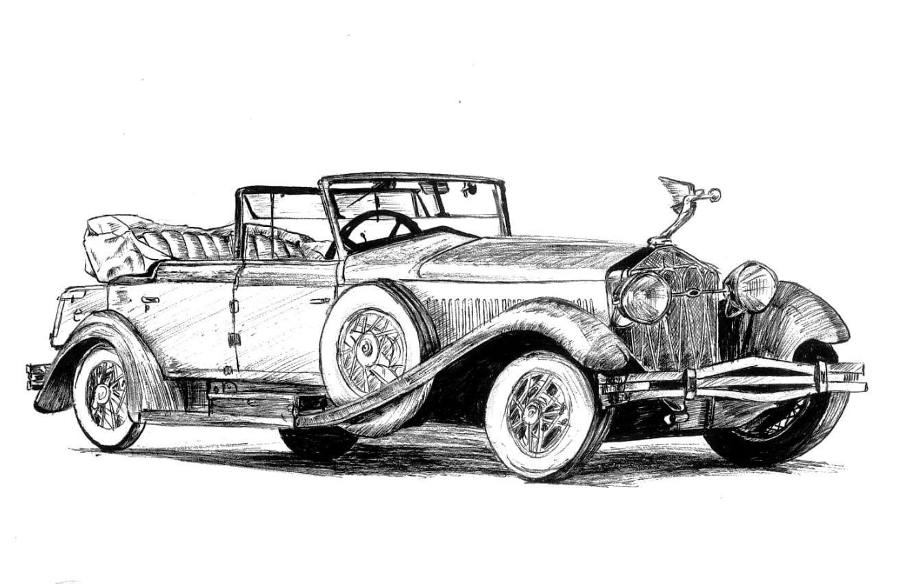 Vintage Car Drawing Picture