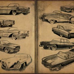 Vintage Car Drawing Professional Artwork