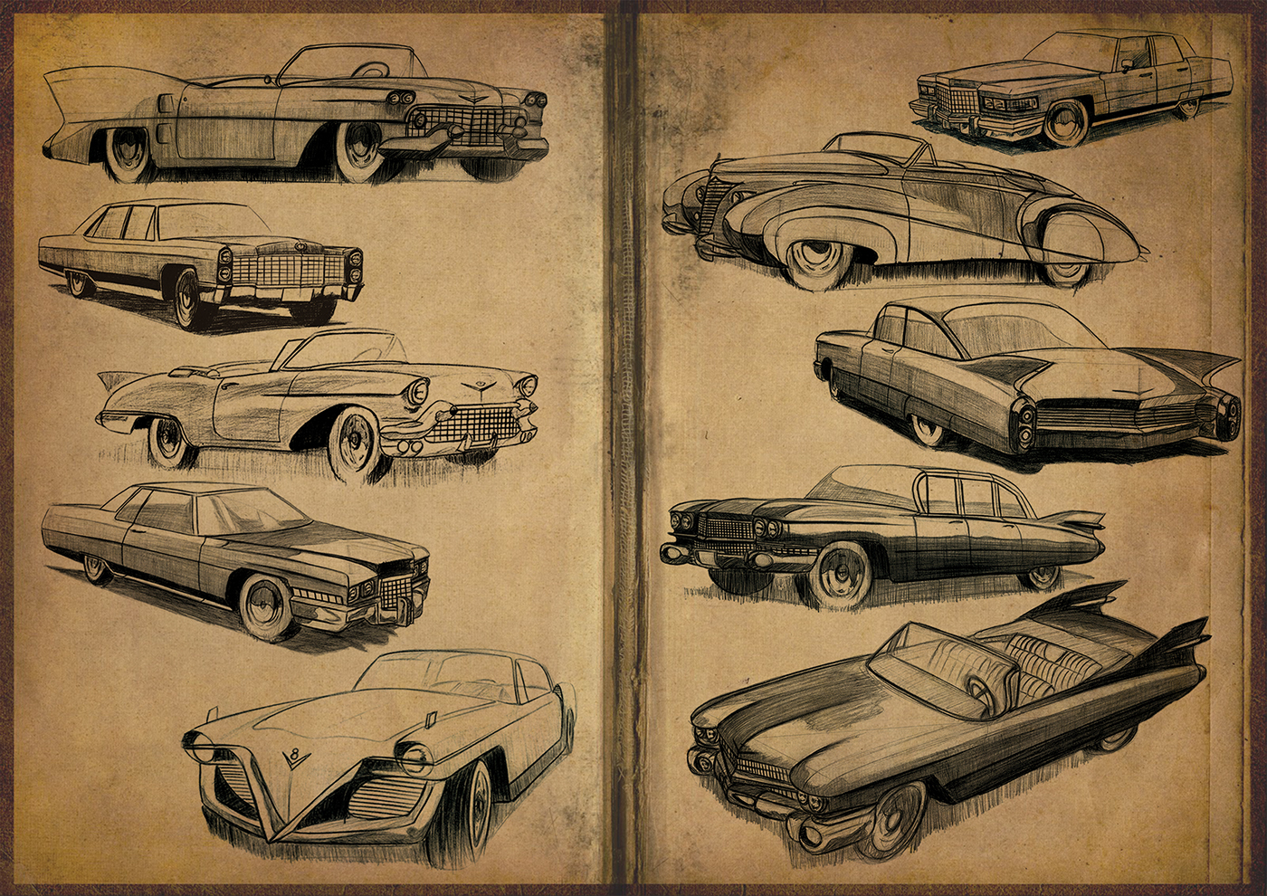 Vintage Car Drawing Professional Artwork