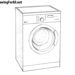 Washing Machine Drawing Realistic Sketch