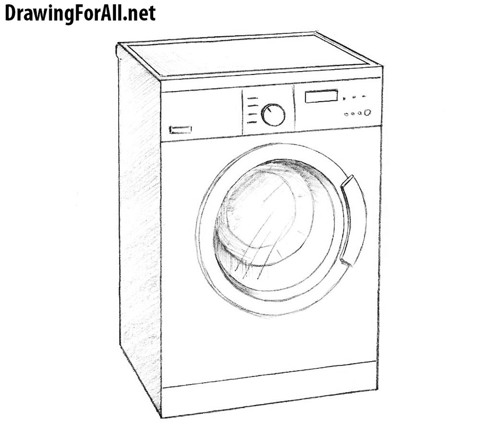 Washing Machine Drawing Realistic Sketch