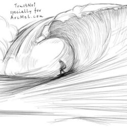 Wave Drawing Realistic Sketch