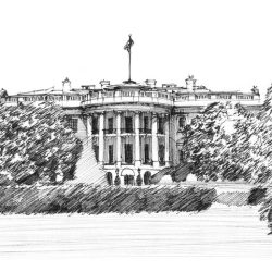 White House Drawing Realistic Sketch