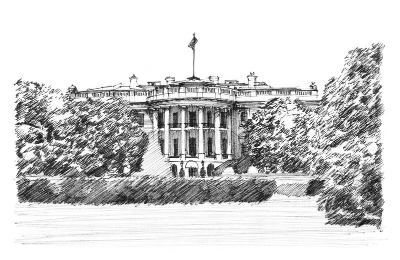 White House Drawing Realistic Sketch