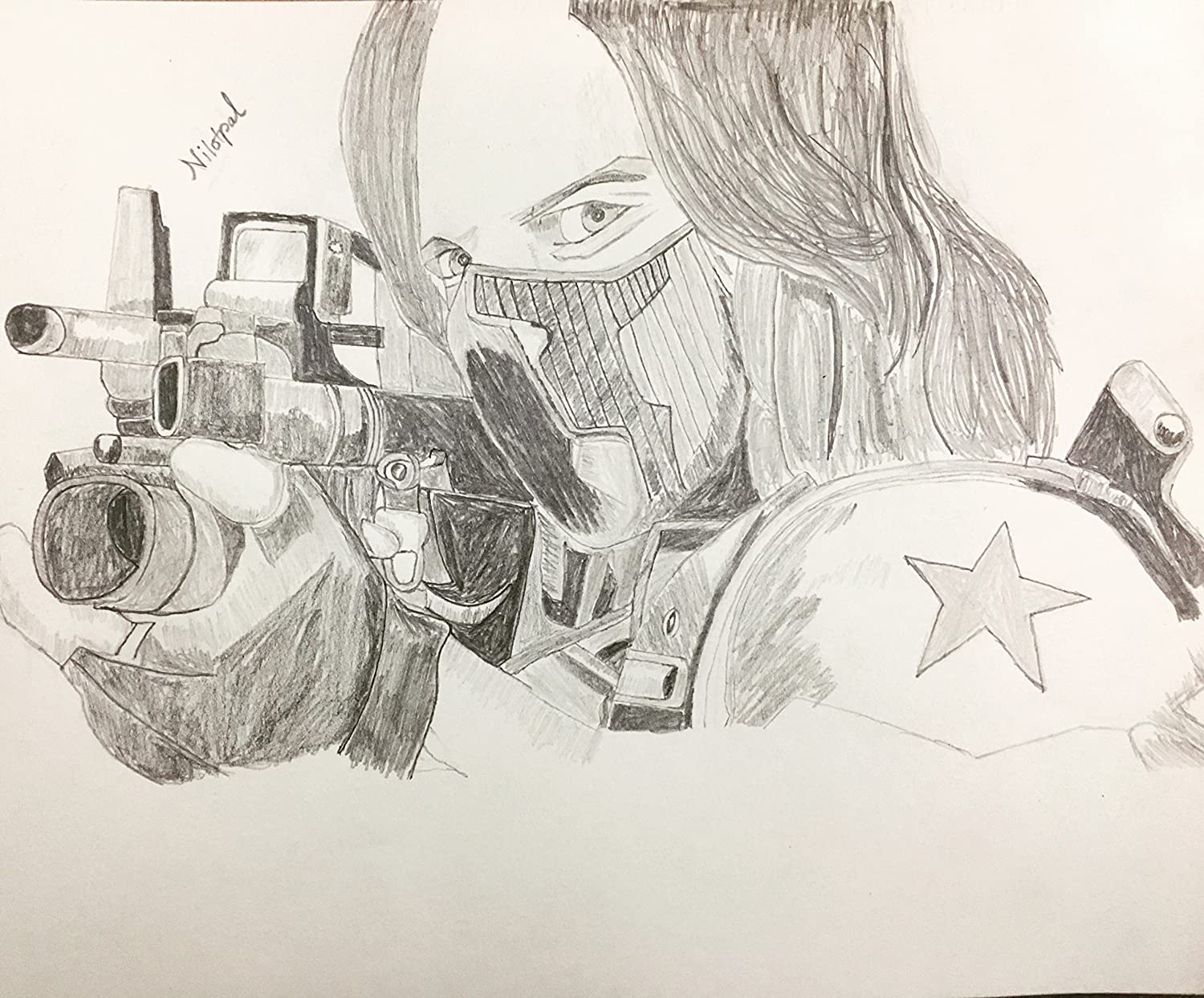 Winter Soldier Drawing Realistic Sketch