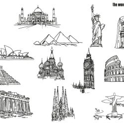 Wonders of the World Drawing Artistic Sketching