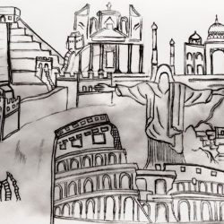 Wonders of the World Drawing Hand drawn Sketch