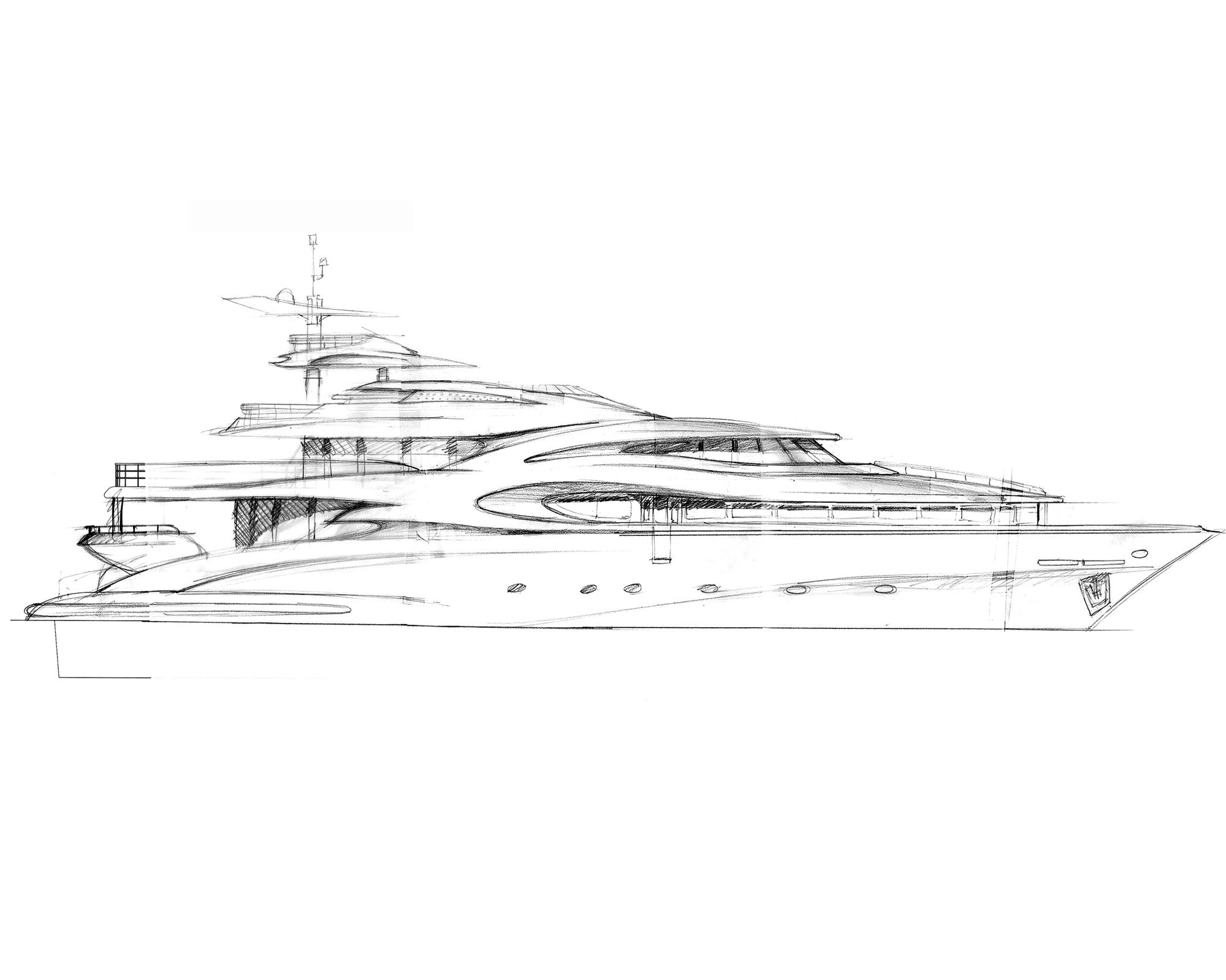 Yacht Drawing Amazing Sketch