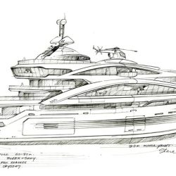 Yacht Drawing Realistic Sketch