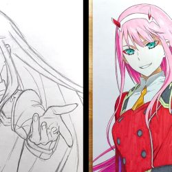 Zero Two Drawing Hand drawn Sketch