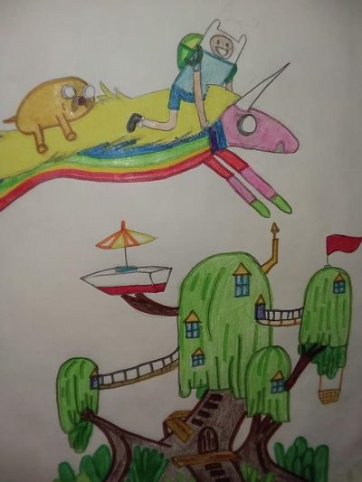 Adventure Time, Adventure, Fantasy, Unicorn, Colorful, Cartoon Drawing