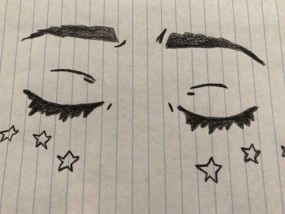 Aesthetic, Closed Eyes, Eyelashes, Stars Drawing