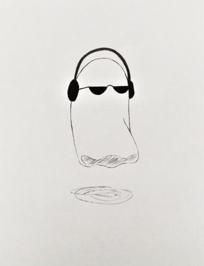 Aesthetic, Cool Ghost, Headphones, Sunglasses, Minimalism Drawing