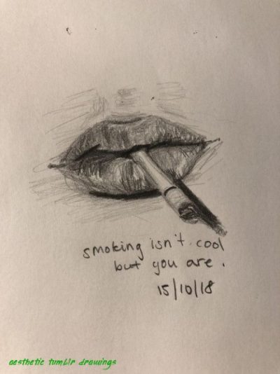 Aesthetic, Lips, Cigarette, Aesthetic Drawing